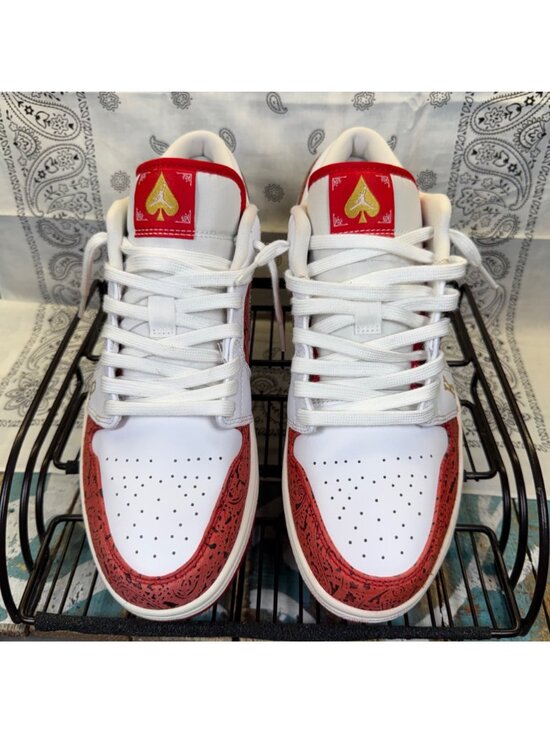Nike Air Jordan 1 Low SE Spades Men\'s Sz 10.5 Sneakers DJ5185-100 Red/Gold/White main image 6